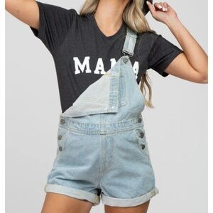 Pink Blush Maternity Overall Shorts